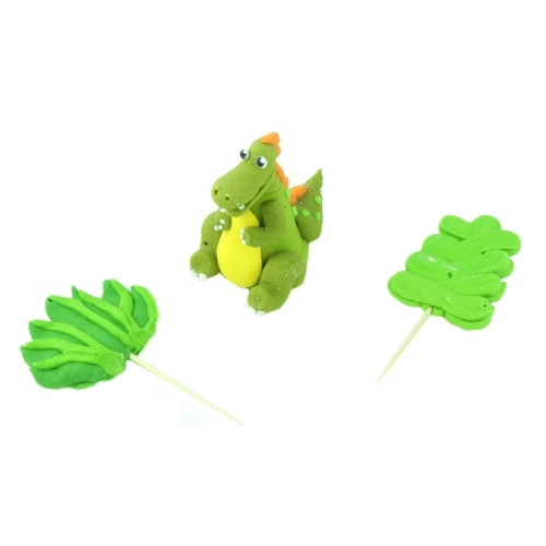Figurki cukrowe ozdoby na tort topper dinozaur Rex drzewa dekoracje urodzinowe 3 sztuki